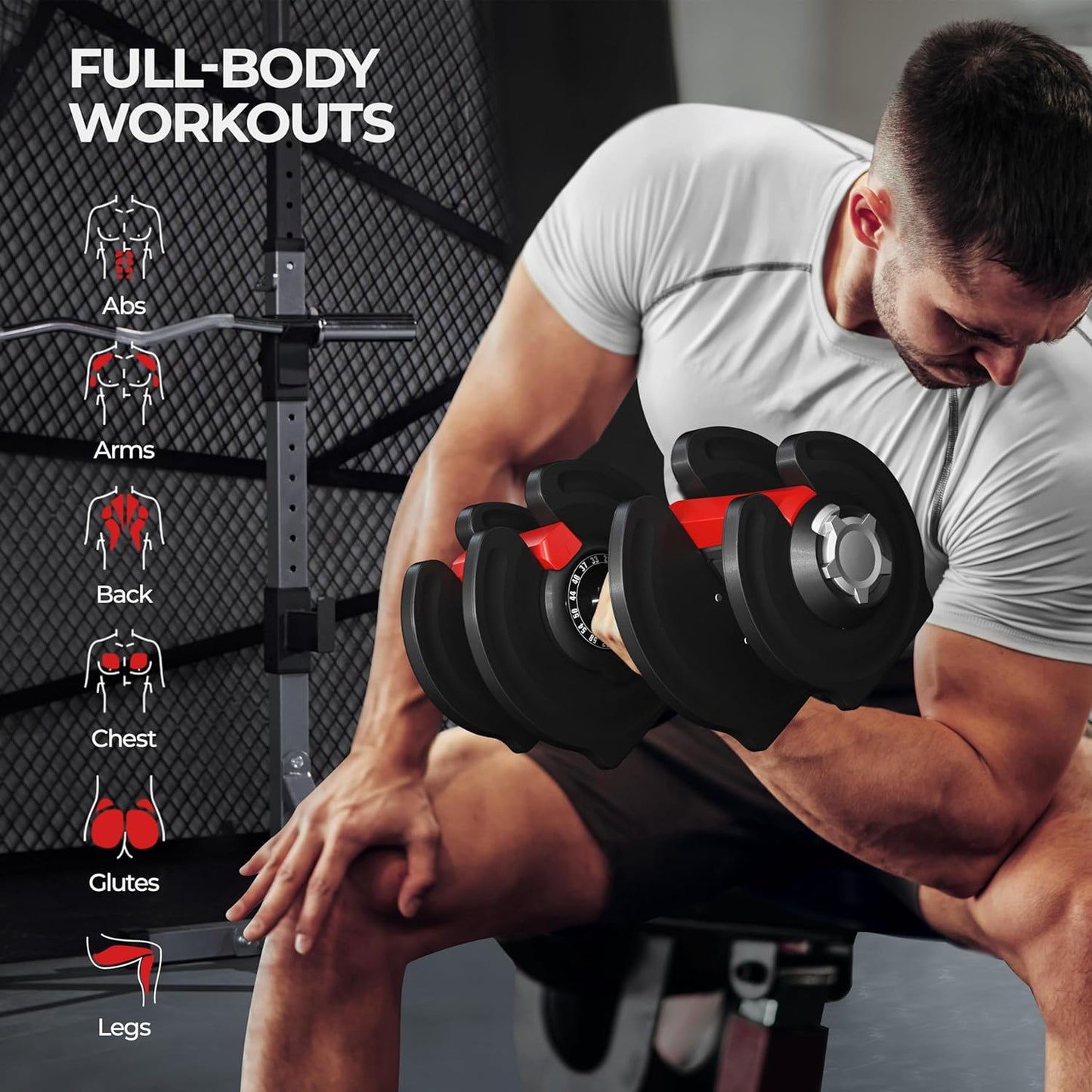 Adjustable Dumbbell Set 28/40/52.5/90LBS Adjustable Dumbbells Fast Adjust Dumbbell Weight Set with Anti-Slip Handle and Tray for Men/Women Home Gym Strength Training Equipment Single/Pair