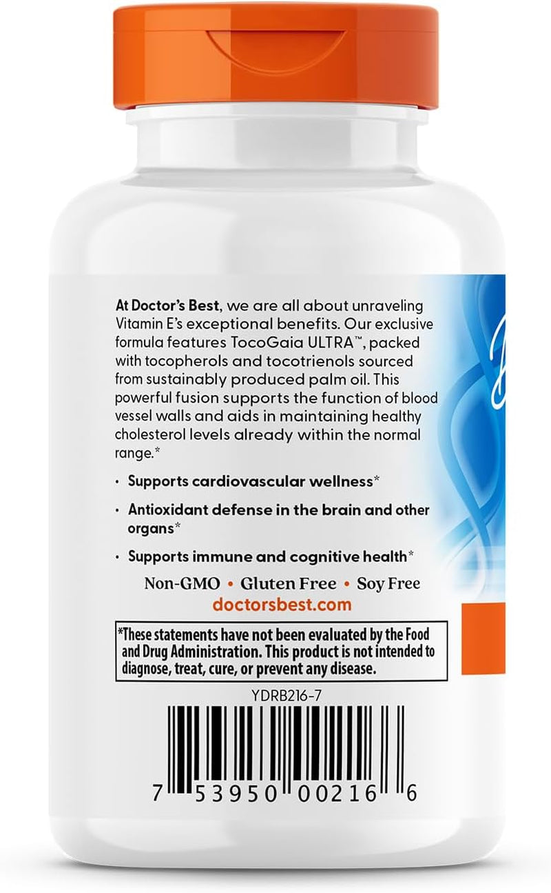 Vitamin E Tocotrienols Contains Tocogaia ULTRA™ Bioenhanced Full Spectrum Vitamin E Complex, 60 Count