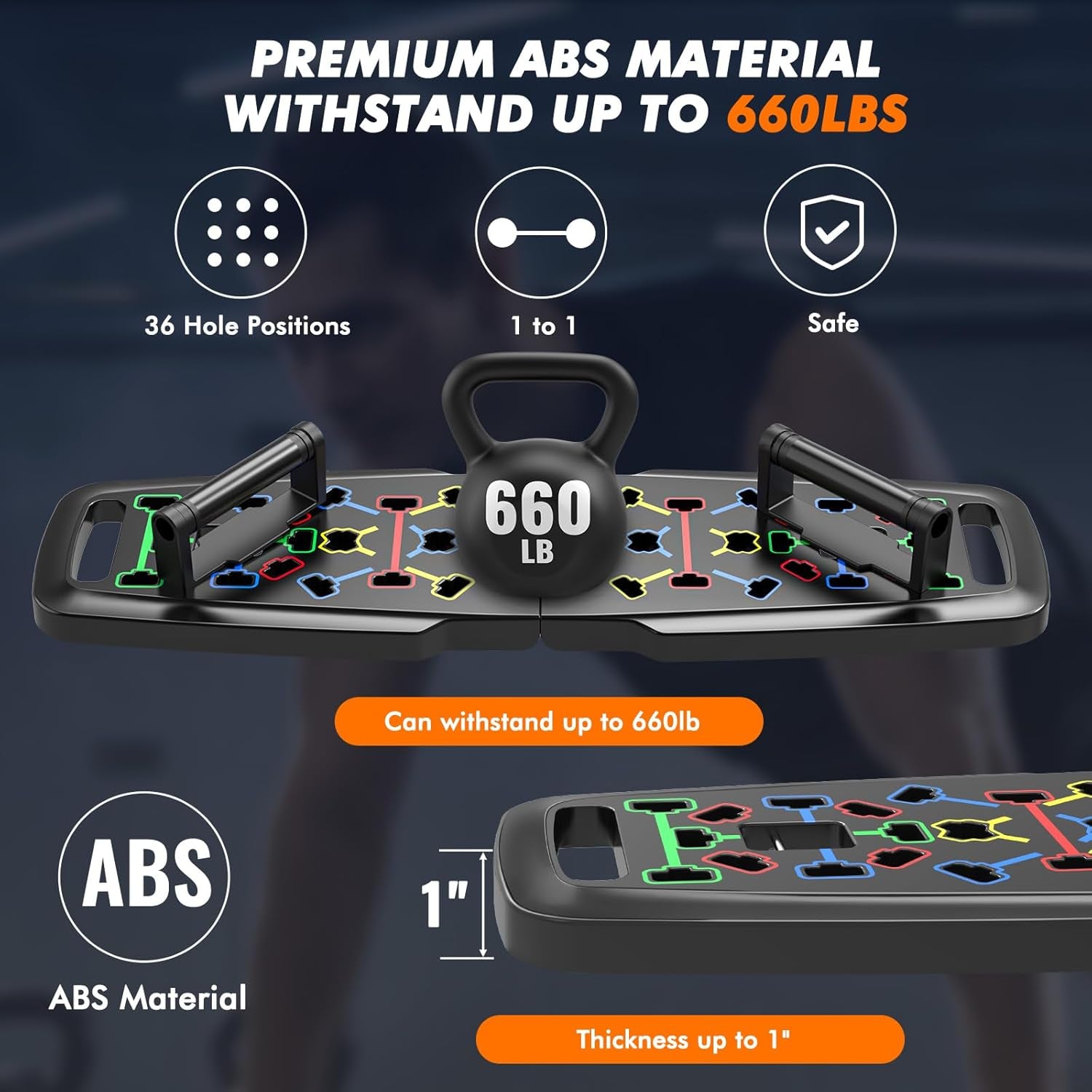 Portable Home Gym Workout Equipment, Push up Board, Pilates Bar & Fitness Accessories with Resistance Bands for Upper Body Strength Training Full Body Workout at Home