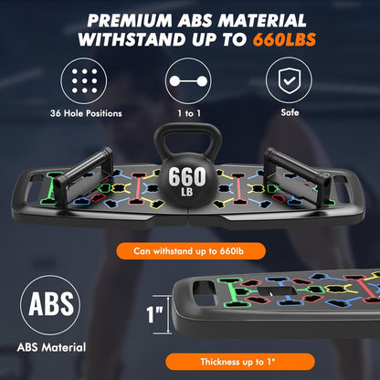 Portable Home Gym Workout Equipment, Push up Board, Pilates Bar & Fitness Accessories with Resistance Bands for Upper Body Strength Training Full Body Workout at Home