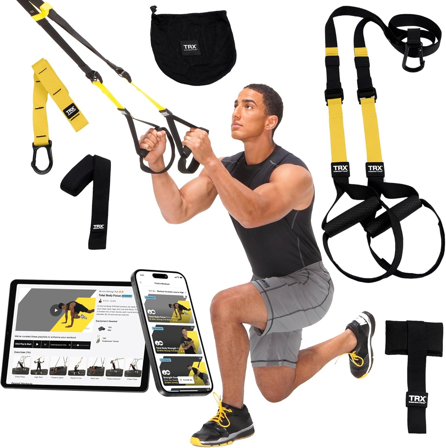 PRO3 Suspension Trainer System, Durable Design for Cross-Training, Weight Training, HIIT Training & Cardio, Includes 3 Anchor Solutions for Indoor & Outdoor Home Gyms