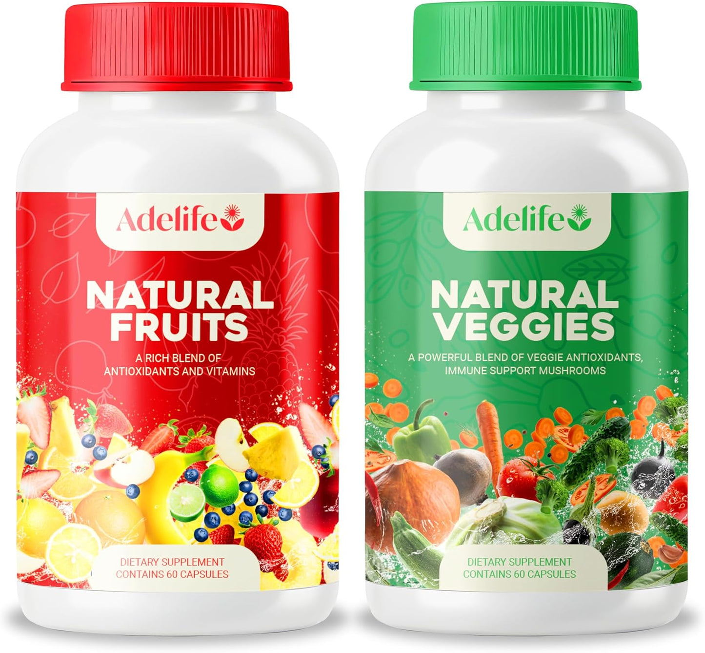 Fruit and Veggies Dietary Supplement, Total 120 Capsules, Earth Energy Fruits and Vegetables, Daily Vitamins, Super Fruits and Veggies Supplements, Vegetable Supplements for Adults,Made in USA