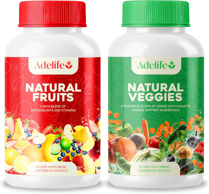 Fruit and Veggies Dietary Supplement, Total 120 Capsules, Earth Energy Fruits and Vegetables, Daily Vitamins, Super Fruits and Veggies Supplements, Vegetable Supplements for Adults,Made in USA