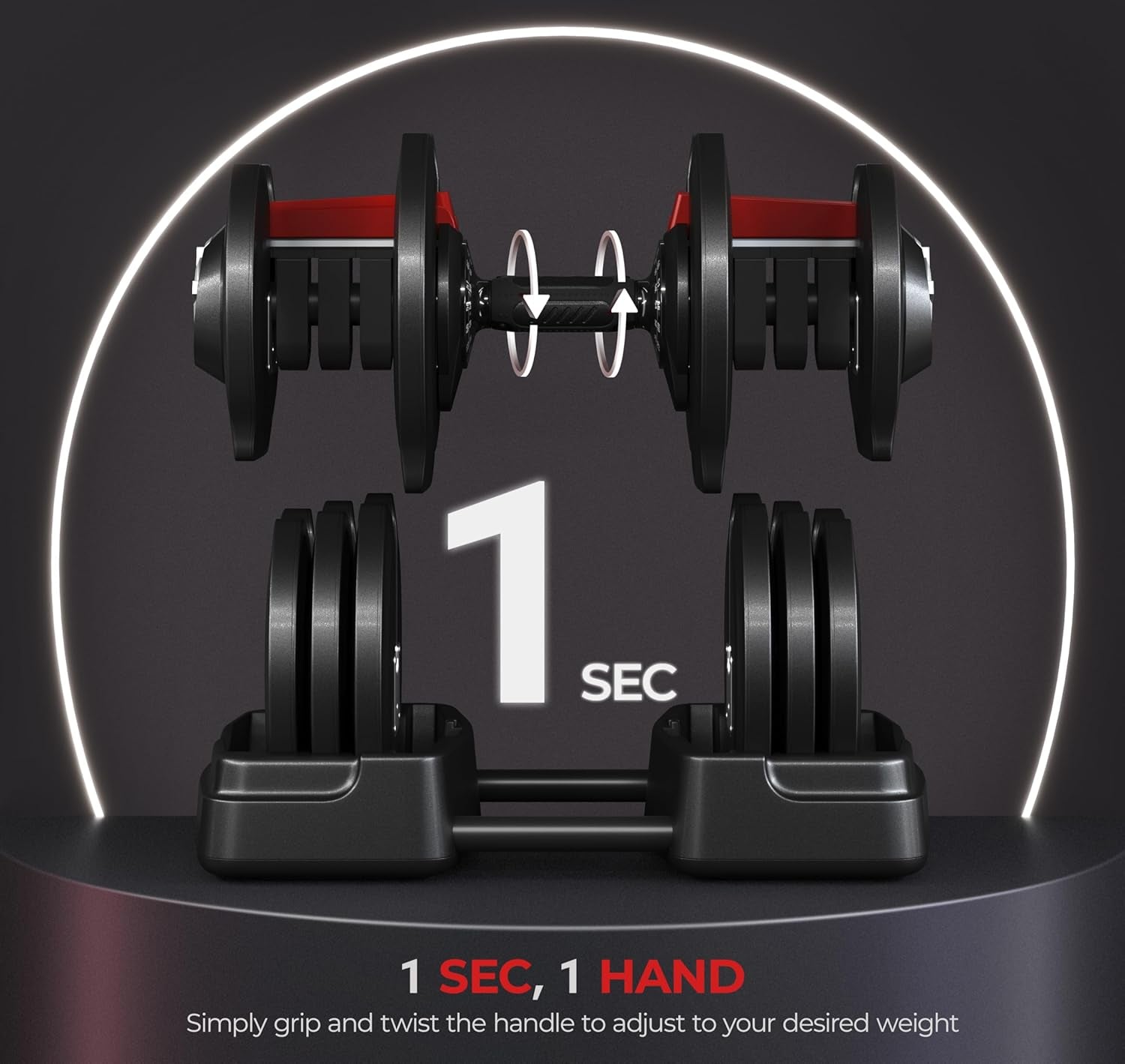 Adjustable Dumbbell Set Free Weight Dumbbells 40Lbs/52.5Lbs/90Lbs Fast Adjust Dumbbells Dumbbell Weight Set, with Tray for Men/Women Strength Training Equipment