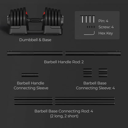 Adjustable Dumbbell Set Free Weight Dumbbells 40Lbs/52.5Lbs/90Lbs Fast Adjust Dumbbells Dumbbell Weight Set, with Tray for Men/Women Strength Training Equipment