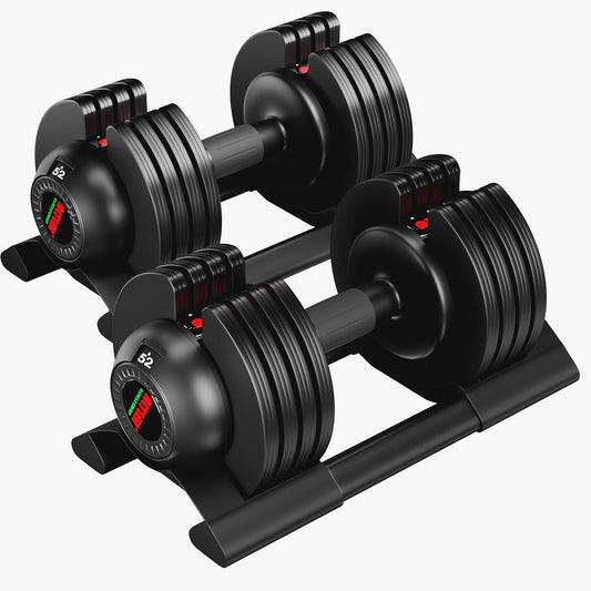 Adjustable Dumbbell,22Lbs 44LBS 52LBS Dumbbell Set with Tray for Fitness, Fast Adjust Weight by Turning Anti-Slip Handle, Safety with 8 Lock Slots, Suitable for Men and Women