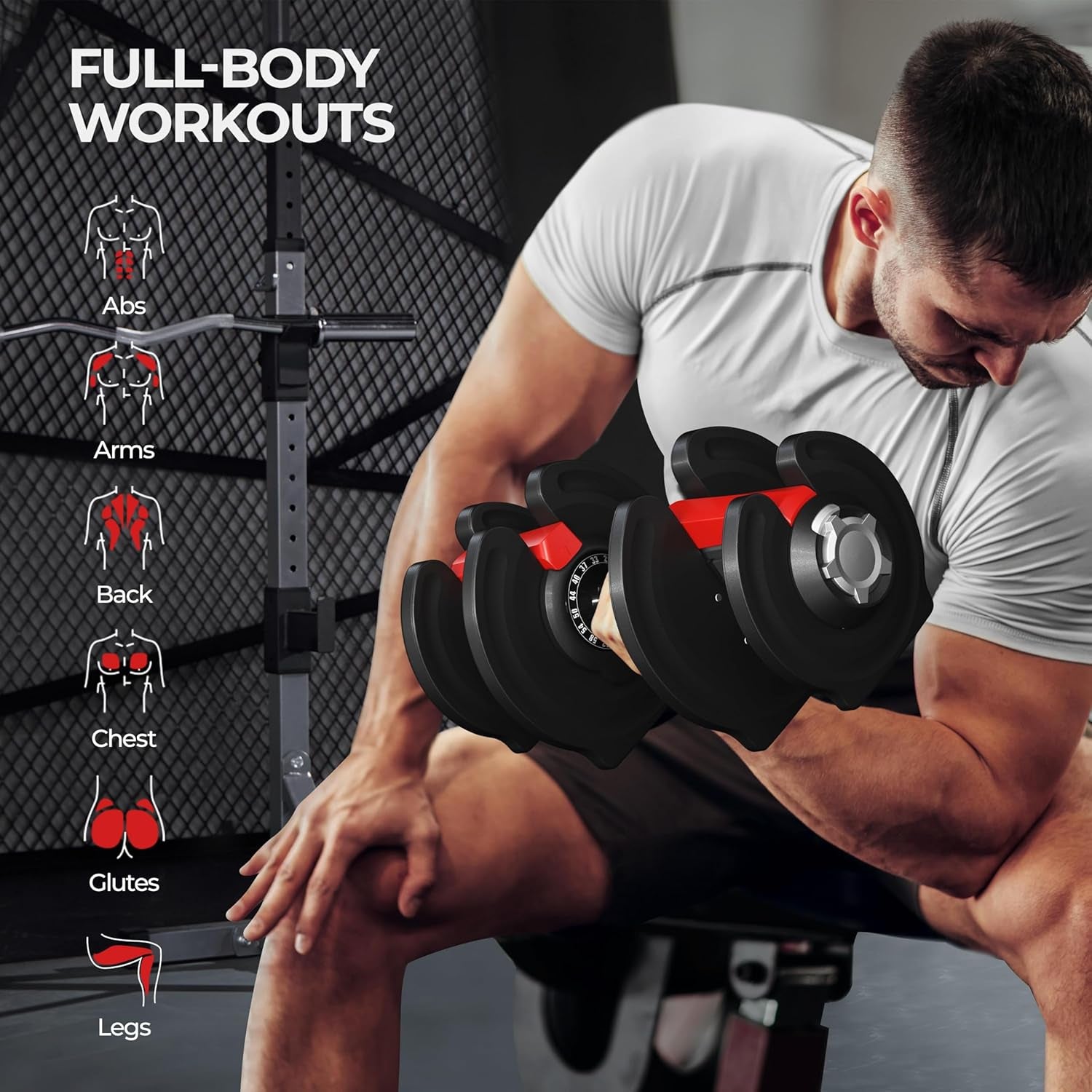 Adjustable Dumbbell Set 28/40/52.5/90LBS Adjustable Dumbbells Fast Adjust Dumbbell Weight Set with Anti-Slip Handle and Tray for Men/Women Home Gym Strength Training Equipment Single/Pair