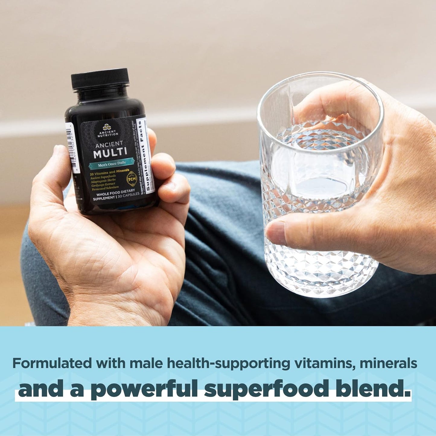 Multivitamin for Men, Ancient Multi Men'S Once Daily Vitamin Supplement 30 Ct, Vitamin A, Vitamin B and Vitamin K2, Fenugreek Seed, Supports Immune System, Paleo and Keto Friendly