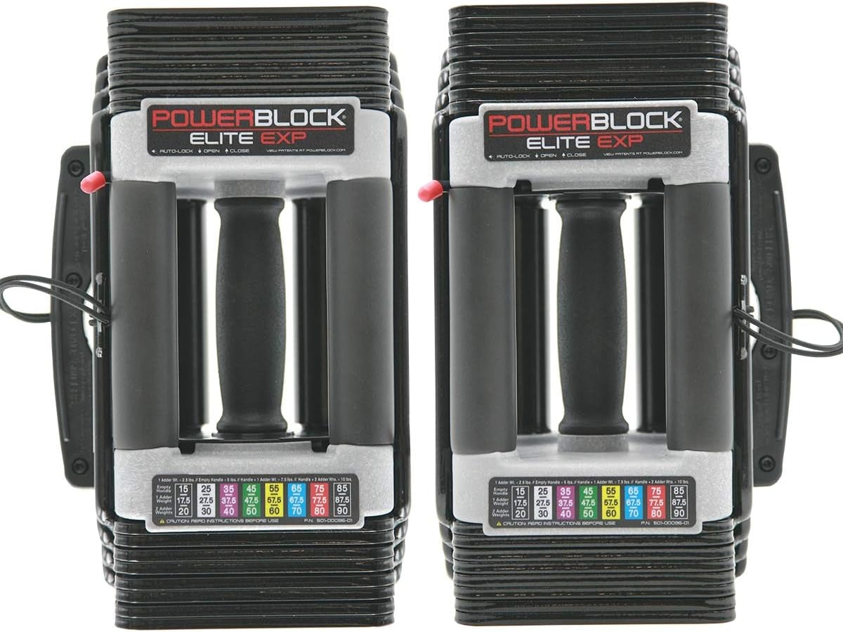 Elite EXP Adjustable Dumbbells, Sold in Pairs, Stage 1, 5-50 Lb. Dumbbells, Durable Steel Build, Innovative Workout Equipment, All-In-One Dumbbells, Expandable with Expansion Kits