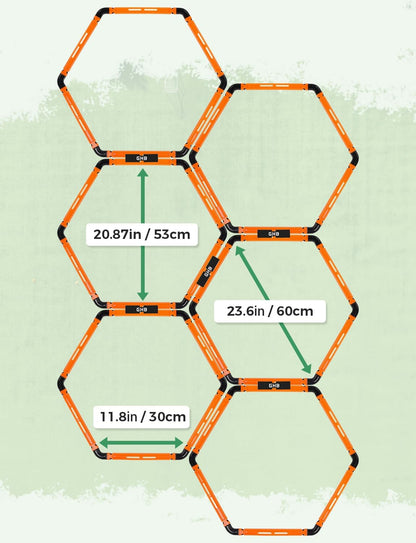 Hex Agility Rings Speed Rings with Carrying Bag 6 Set Portable Hexagon Rings, Agility Ladder for Agility Footwork Training