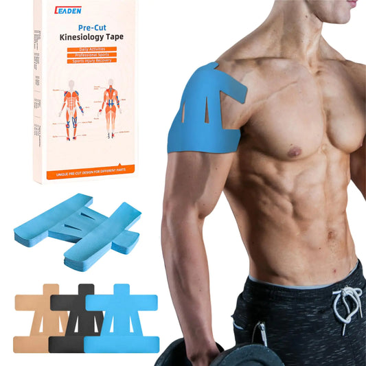 IEADEN Precut Kinesiology Tape for Shoulder 10 Pcs - Shoulder Support & Stability Shoulder Pain Relief Athletic Tape - Waterproof & Elastic Breathable Hypoallergenic Latex-Free Tape Blue
