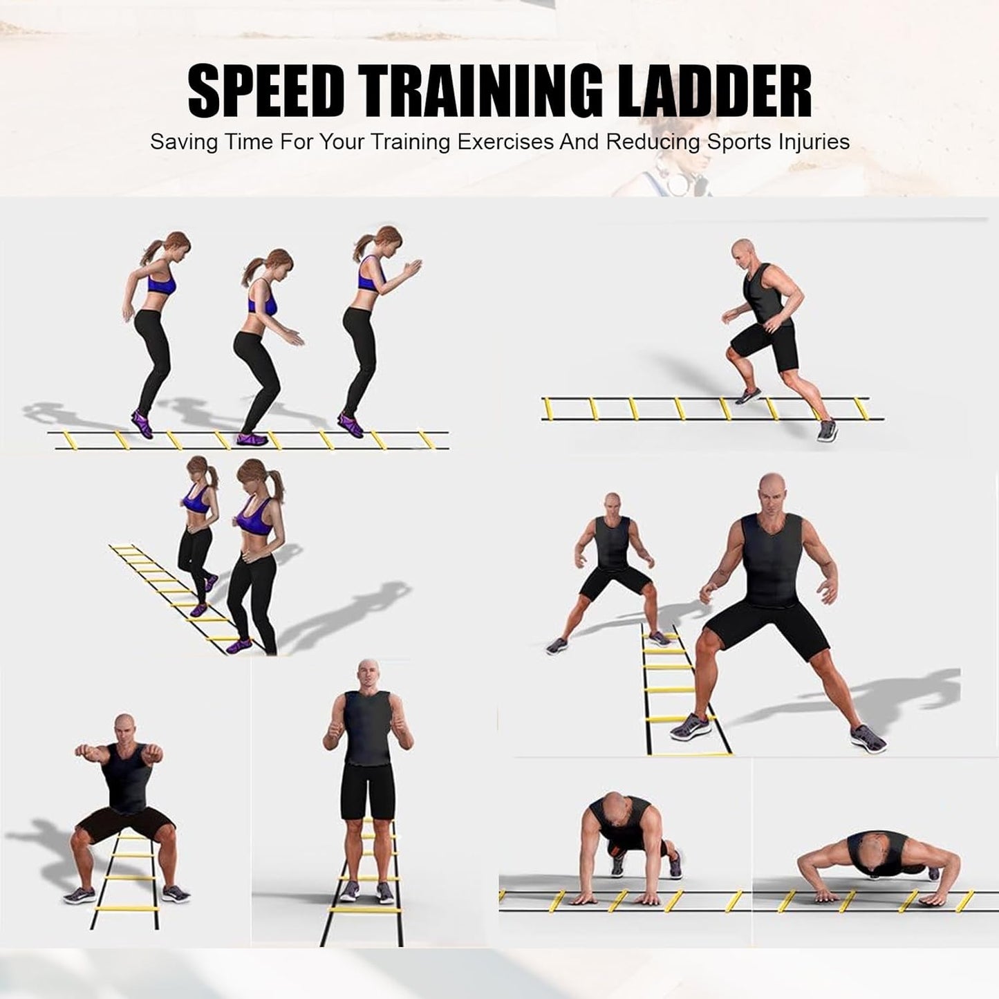 Agility Ladder,Speed Training Equipment Set,20Ft Rungs Speed Ladder,Soccer Cones,Jump Rope, Running Resistance Umbrella,Basketball Equipment Football Fitness Training Equipment for Kids Youth Adults