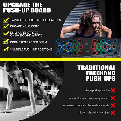 Push up Board with Automatic Count and Handles Foldable Multi System Portable Professional Workout Equipment Pushup Bar Resistance Chest Exercise Strength Function Gym Home Floor Men & Women