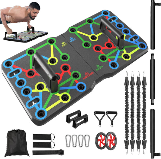 upgraded Push-Up Board Home Fitness Accessories, Multifunctional 30-In-2 Push-Up Bar Fitness Equipment, Portable Strength Training Equipment with Push-Up Handles and Pilates Bar
