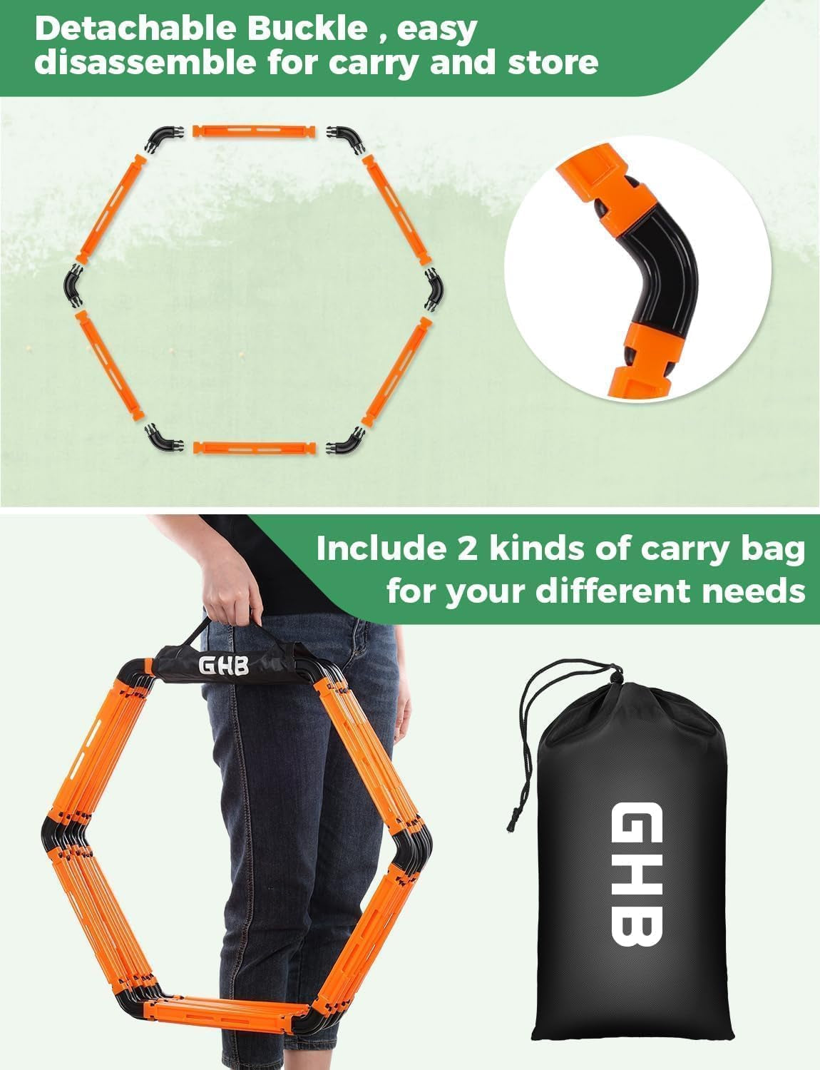 Hex Agility Rings Speed Rings with Carrying Bag 6 Set Portable Hexagon Rings, Agility Ladder for Agility Footwork Training