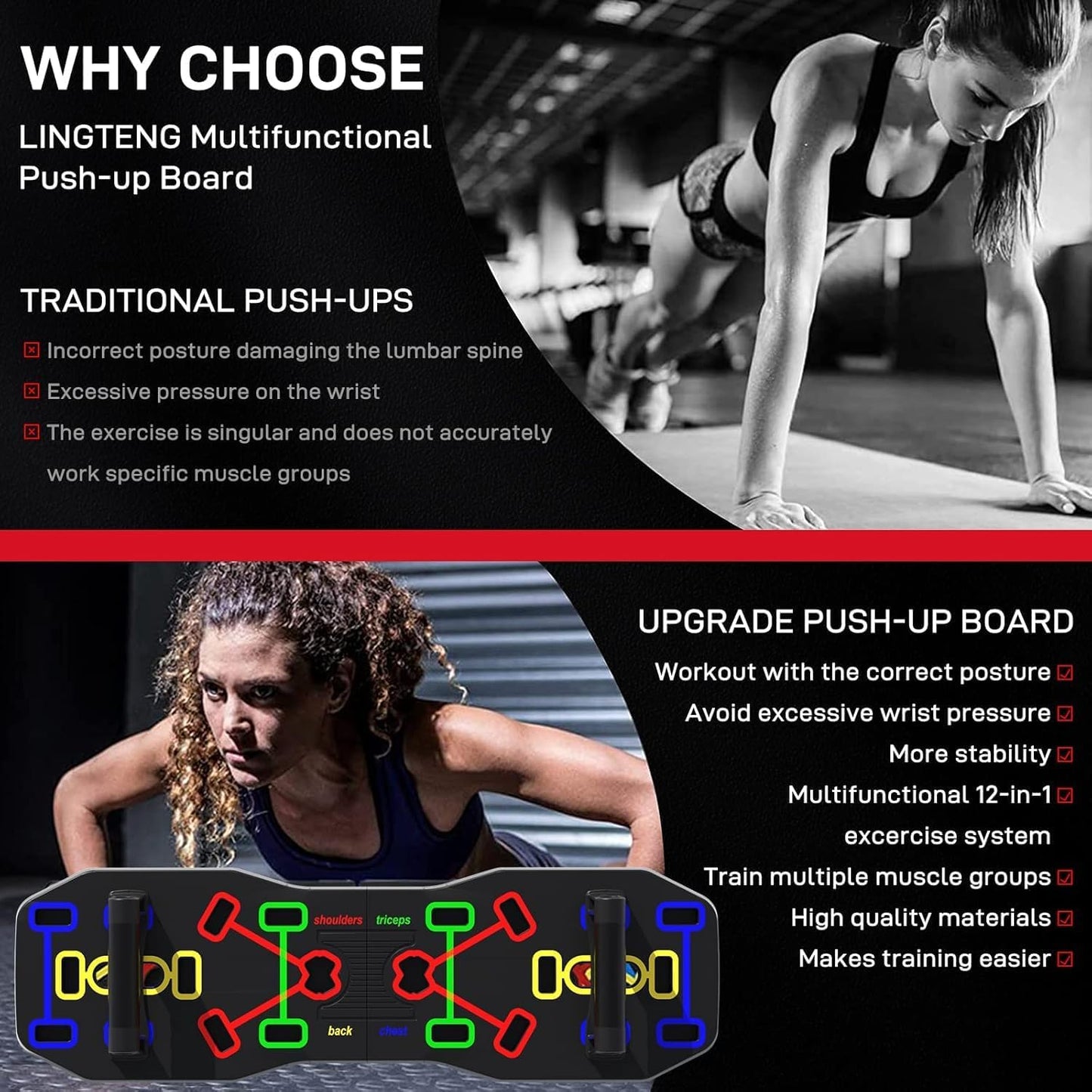 Push up Board, Foldable 10 in 1 Push up Bar with Resistance Bands,Portable Multi-Function Push up Handles for Floor,Professional Push up Strength Training Equipment