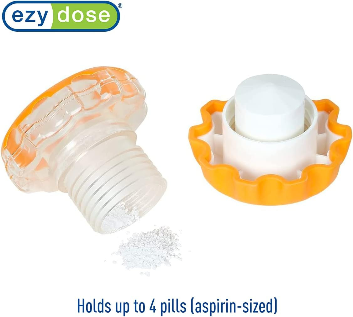 Pill Crusher, Cutter and Grinder, Daily Usage, Safely Cut Pills, Vitamins, Tablets, Accurate and Easy Cuttings, Stainless Steel Blade, Storage Compartment, Colors May Vary, Large, BPA Free
