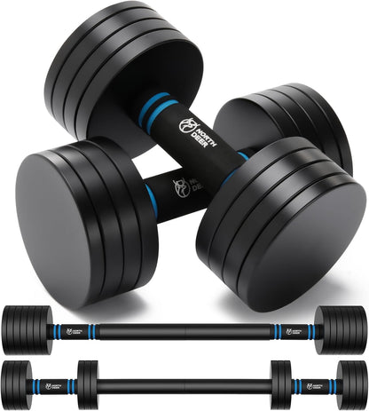 V2.0 Upgraded Adjustable Steel Dumbbells 40LB / 60LB - 2 in 1 Dumbbell Barbell Set for Home Gym Workout - Compatible with V1.0 Dumbbells