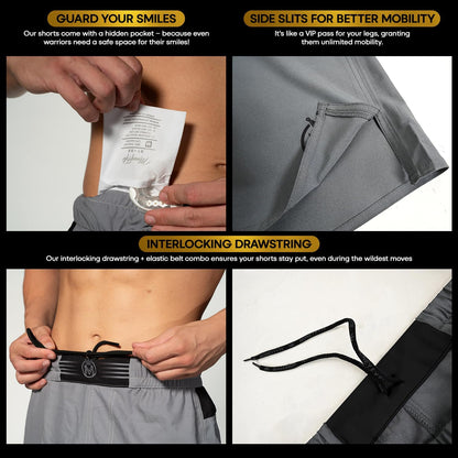 MMA Shorts & BJJ Shorts Men, UFC Grappling Fight Shorts for Boxing, Kickboxing, Muay Thai 7" Cross Training Workout