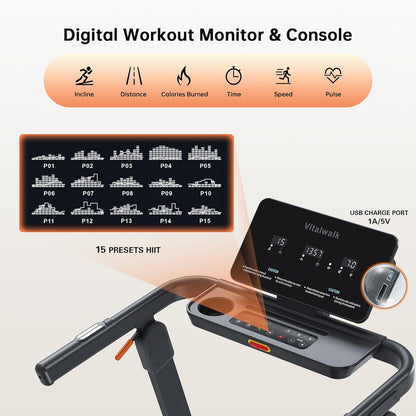 Foldable Treadmill with 15% Auto Incline & 10MPH - Commercial 3.5HP Brushless Quiet, 18"X48" Wide Running Deck, Walking Pad Treadmill for Home Gym Office, 350Lbs Capacity, APP - No Installation