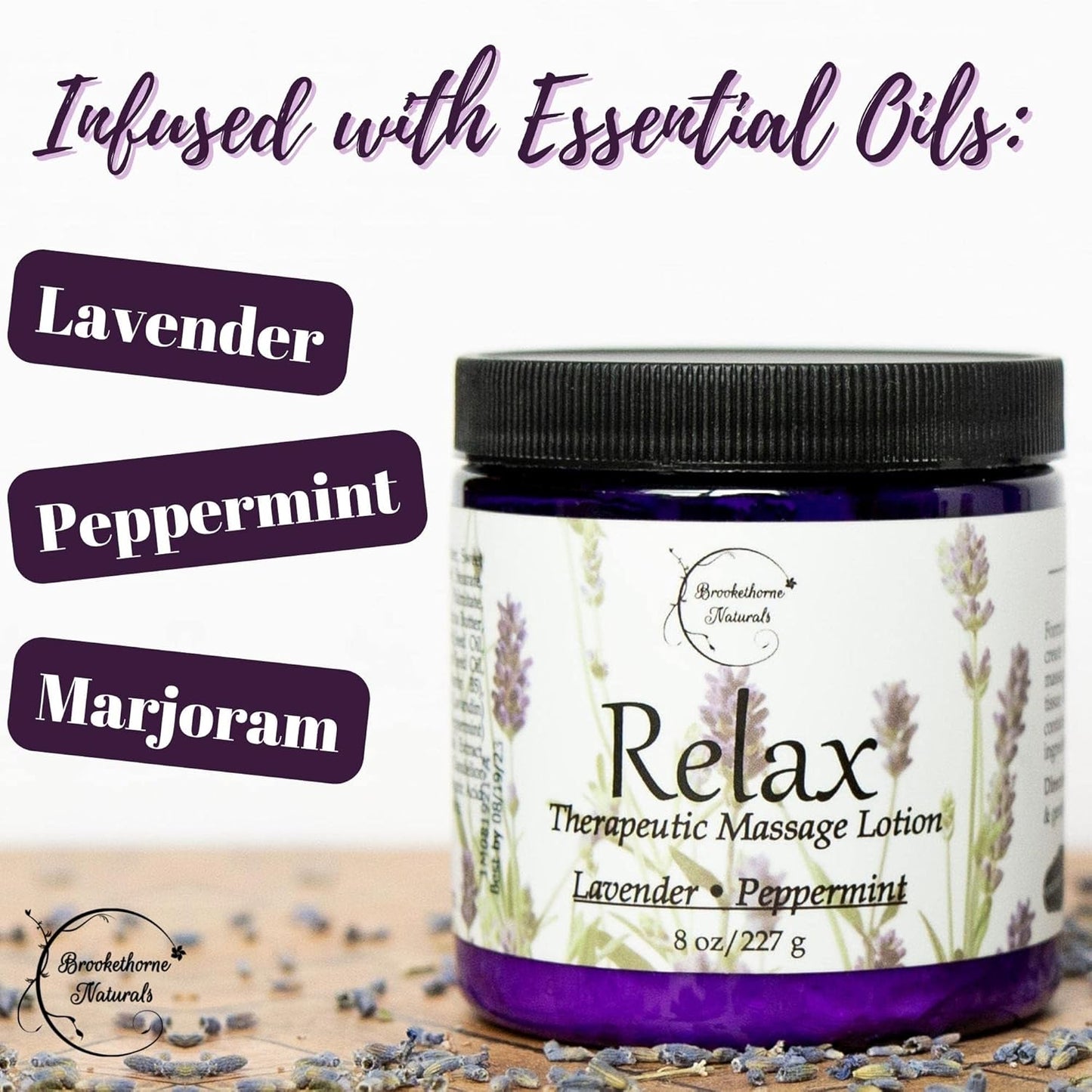 Relax Therapeutic Massage Lotion – All Natural Enriched with Lavender & Peppermint Essential Oils Perfect for Massage Therapy - Massage Cream for Full Body Massage -  8Oz