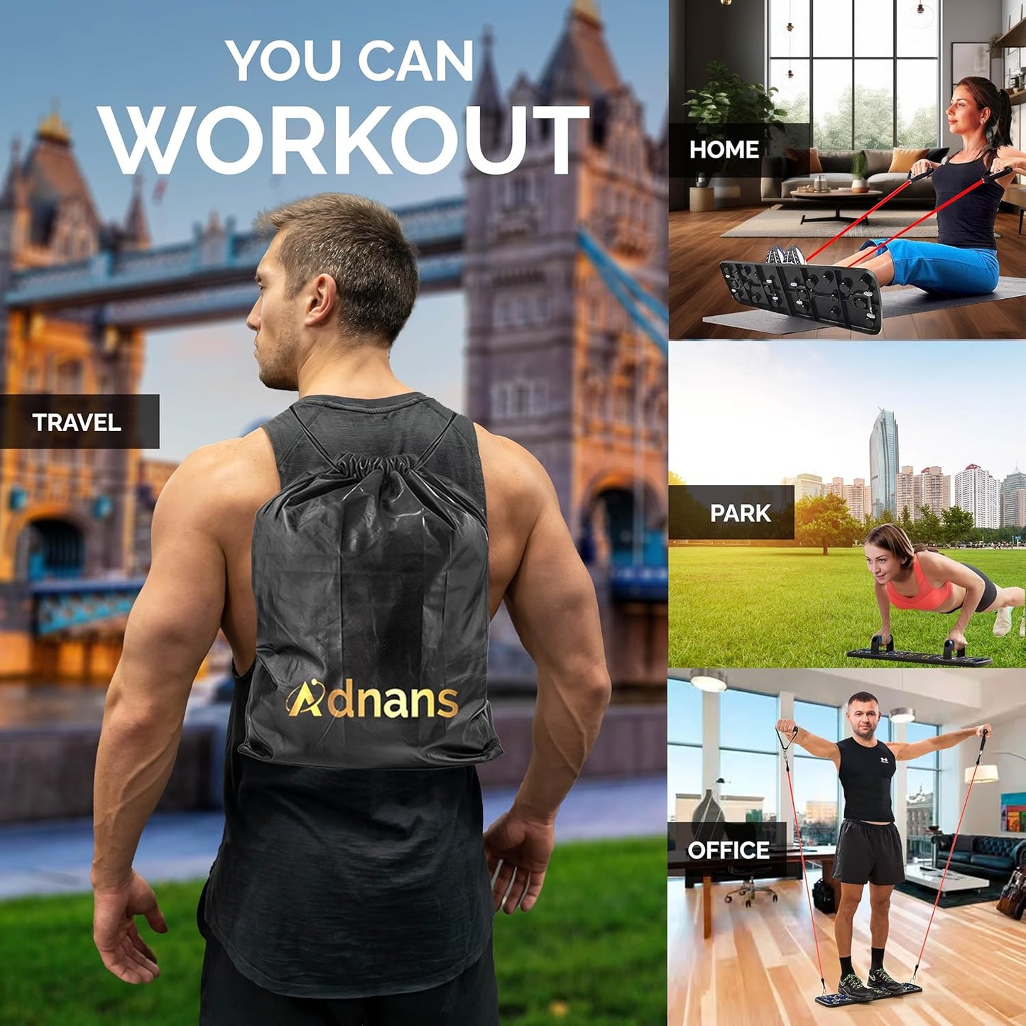 54 in 1 Upgraded Foldable Push up Board - Multi-Functional Push up Bar, Resistance Bands with Handles and Jumping Rope, at Home Workout Equipment for Perfect Push Up