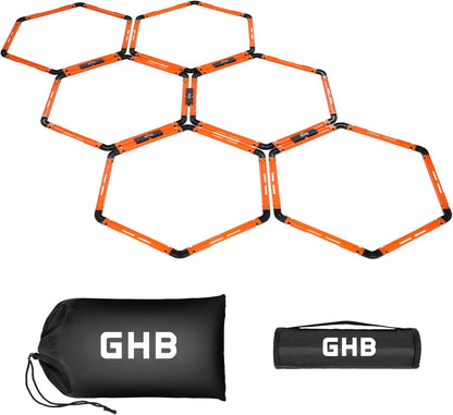 Hex Agility Rings Speed Rings with Carrying Bag 6 Set Portable Hexagon Rings, Agility Ladder for Agility Footwork Training