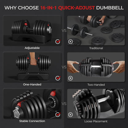 Adjustable Dumbbell Set 28/40/52.5/90LBS Adjustable Dumbbells Fast Adjust Dumbbell Weight Set with Anti-Slip Handle and Tray for Men/Women Home Gym Strength Training Equipment Single/Pair