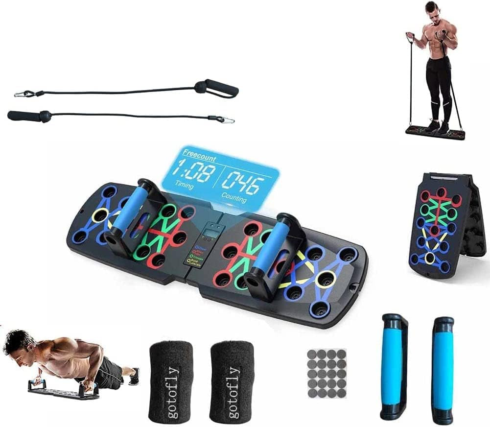 Push up Board with Automatic Count and Handles Foldable Multi System Portable Professional Workout Equipment Pushup Bar Resistance Chest Exercise Strength Function Gym Home Floor Men & Women