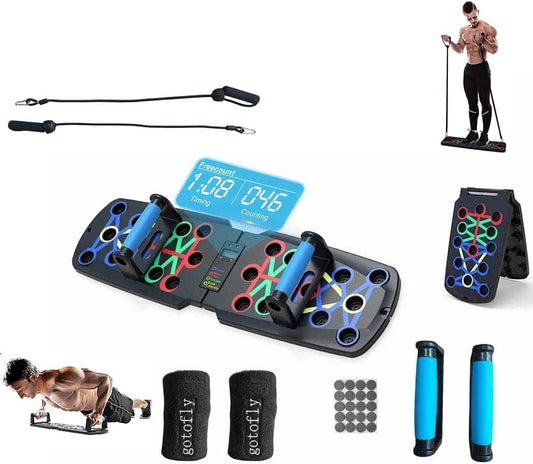 Push up Board with Automatic Count and Handles Foldable Multi System Portable Professional Workout Equipment Pushup Bar Resistance Chest Exercise Strength Function Gym Home Floor Men & Women