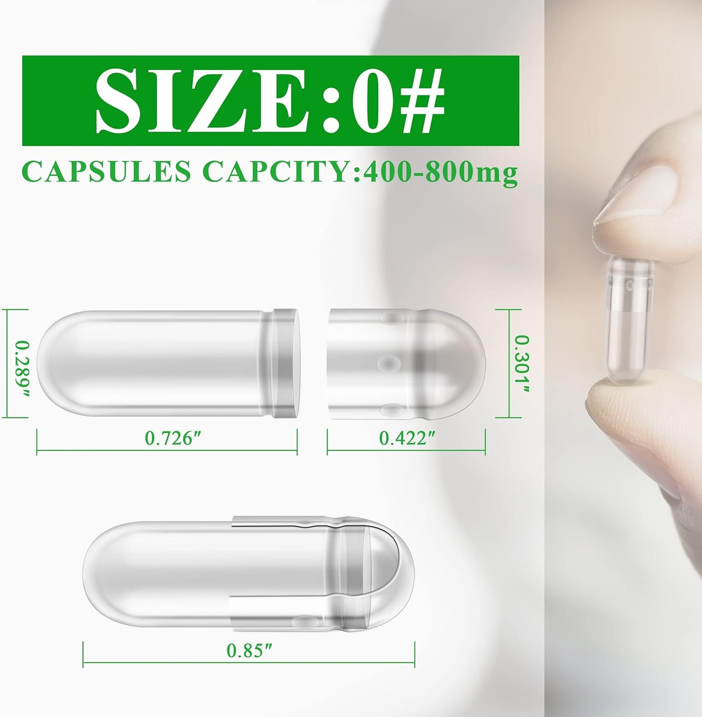 Size 0 Empty Capsules Vegetarian (100 Count) Bundle with Micro Lab Spoon, Clear Fillable Veggie Pill Capsules Size 0 for Making Your Own Supplements