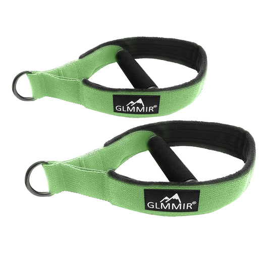 GLMMIR Pilates Double Loop Straps for Pilates Reformer Fitness Metal D Ring Straps Handle Pilates Accessories Yoga Wristbands Exercise Straps Pilates Accessories for Workout 2 PCS (Green With Pipe)