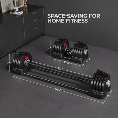 Adjustable Dumbbell Set Free Weight Dumbbells 40Lbs/52.5Lbs/90Lbs Fast Adjust Dumbbells Dumbbell Weight Set, with Tray for Men/Women Strength Training Equipment
