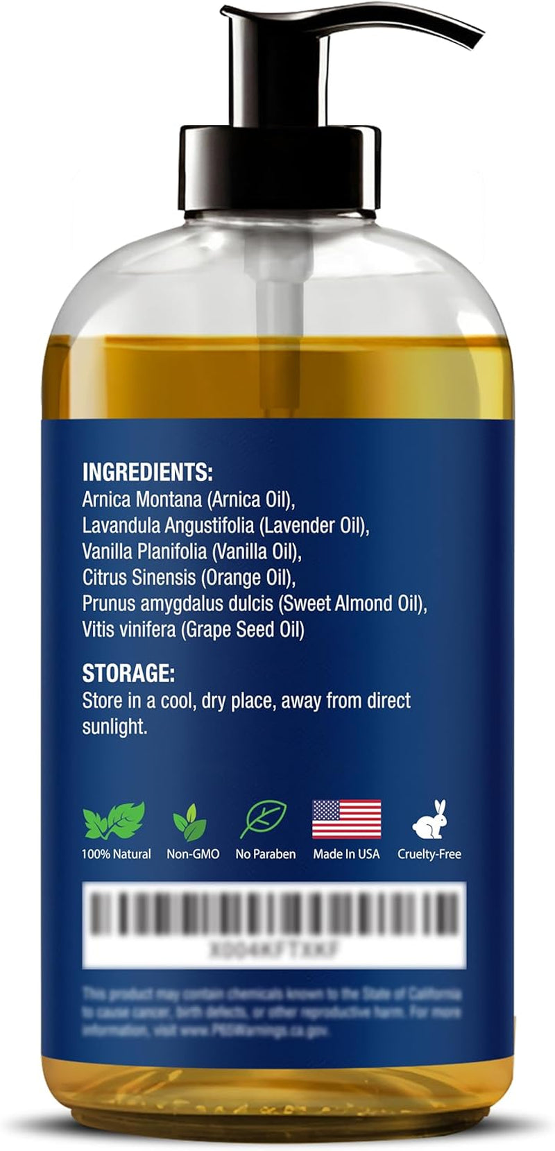 Lymphatic Drainage Massage Oil 8 Fl Oz - Facial Lymphatic Massage - Relaxes Muscles & Reduces Puffiness - Arnica, Lavender, Vanilla & Orange -