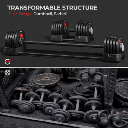 Adjustable Dumbbell Set Free Weight Dumbbells 40Lbs/52.5Lbs/90Lbs Fast Adjust Dumbbells Dumbbell Weight Set, with Tray for Men/Women Strength Training Equipment