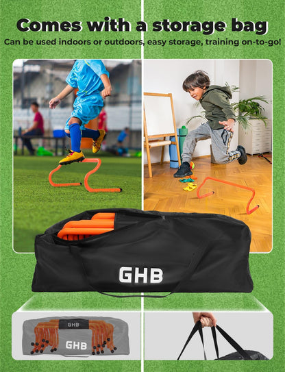 Agility Hurdles 5/10 Pack Speed Agility Training Hurdles, Detachable Sturdy Hurdles Training Equipment Set with Carry Bag for Kids,Athletes,Soccer,Basketball