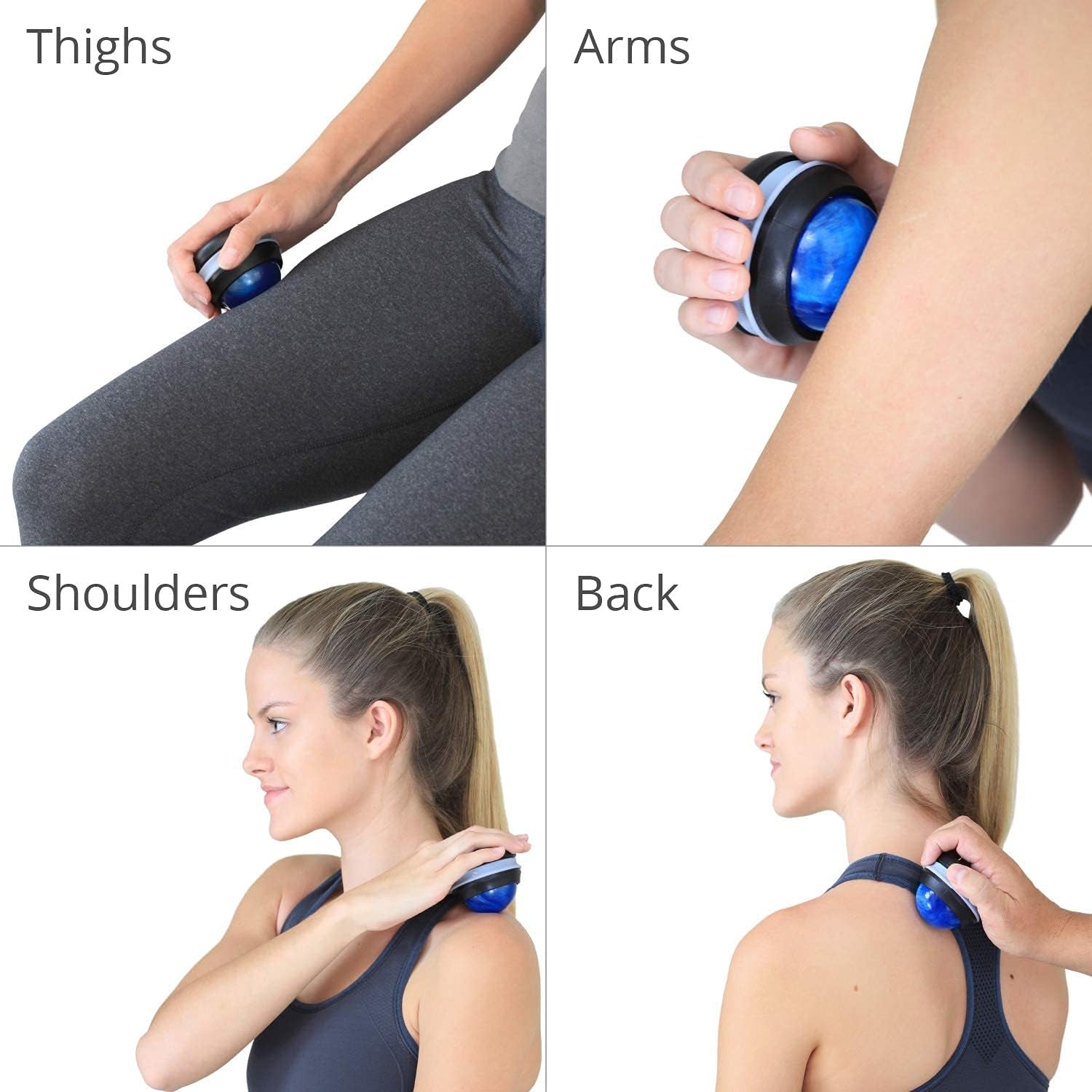 Manual Massage Roller Ball | Deep Tissue Roller & Lacrosse Ball - Hand Held Massager for Sore Muscles & Joint Pain | 360 Degree Mobility Therapy Ball | Ideal for Athletes & Fitness Recovery
