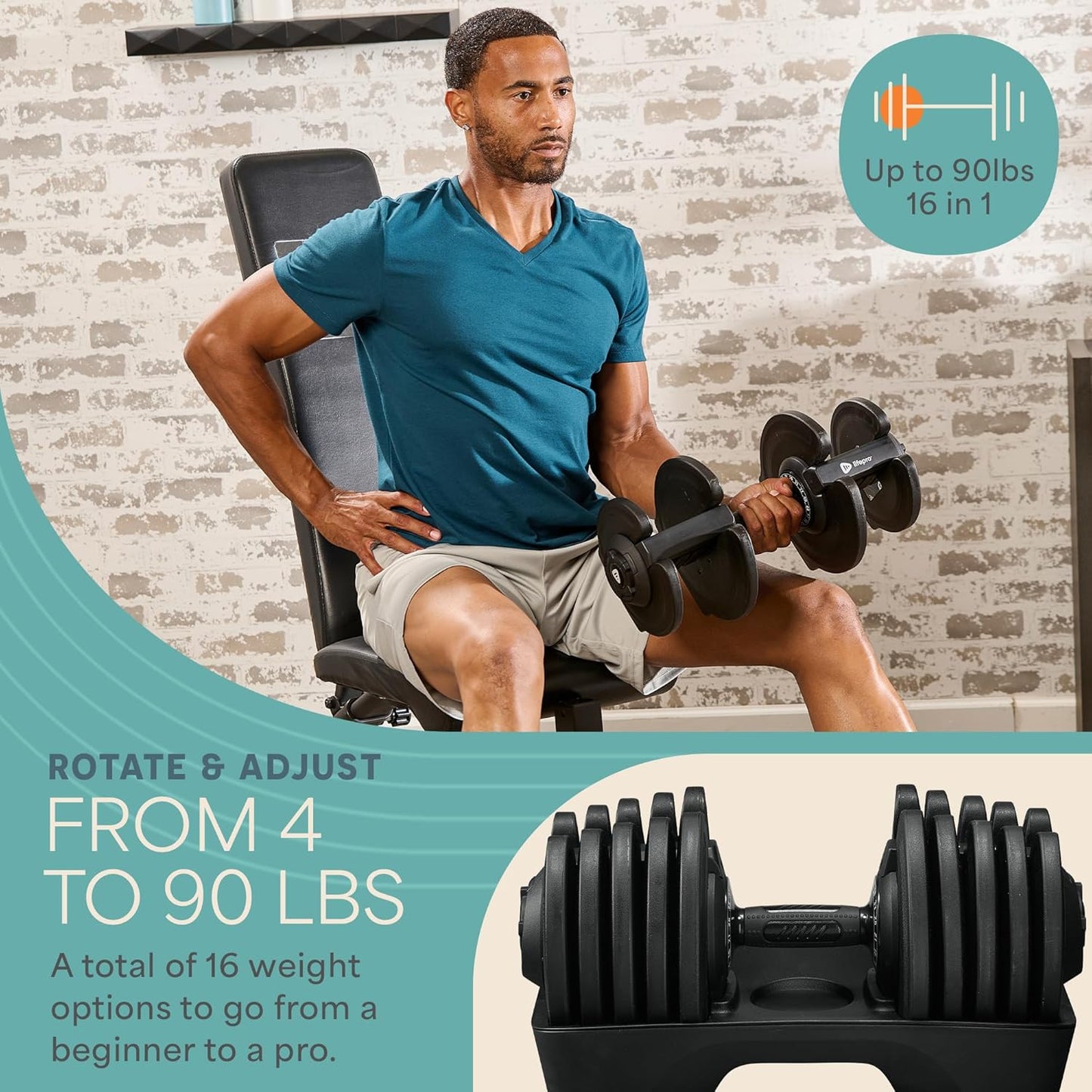 Adjustable Dumbbell Set – 5-25 Lb Dumbbells Set of 2, Quick Change Rotating Hand Weights for Women//Men at Home Gym Weight System - 5-25 Pound, Ideal for Home Strength Training