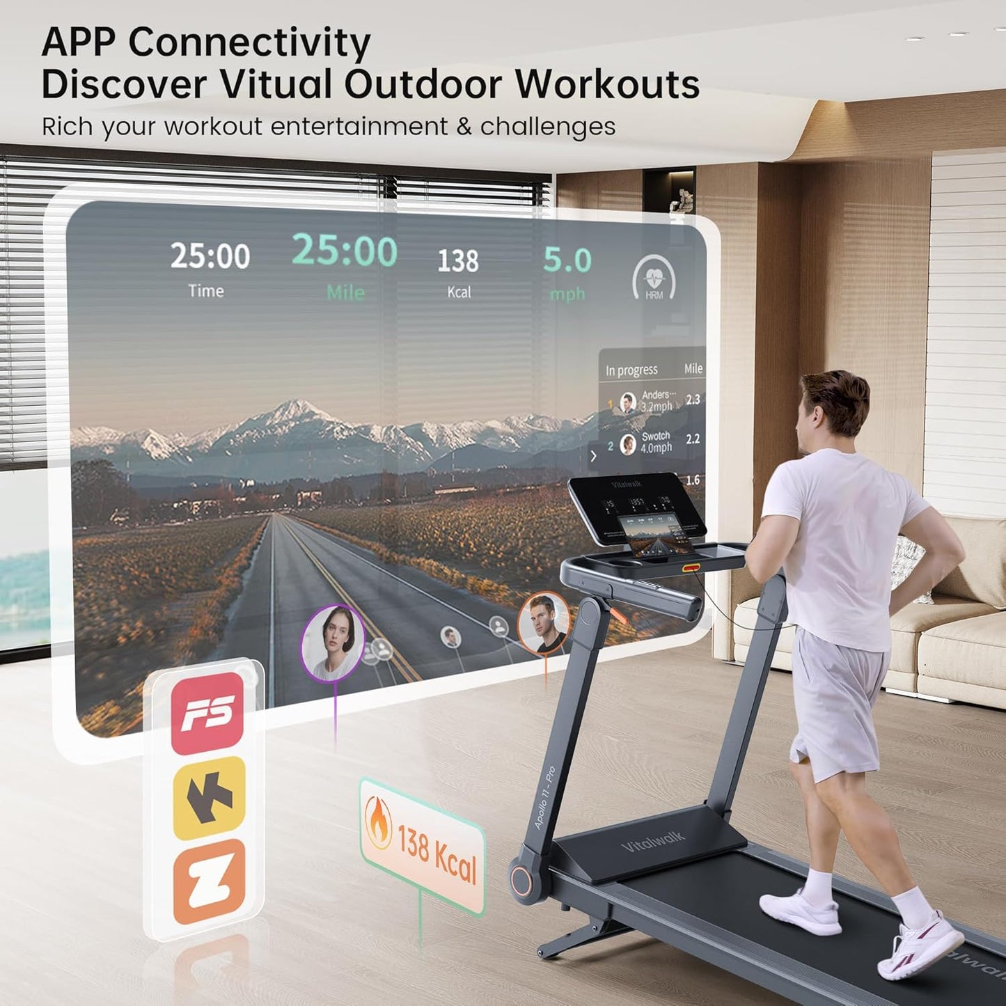 Foldable Treadmill with 15% Auto Incline & 10MPH - Commercial 3.5HP Brushless Quiet, 18"X48" Wide Running Deck, Walking Pad Treadmill for Home Gym Office, 350Lbs Capacity, APP - No Installation