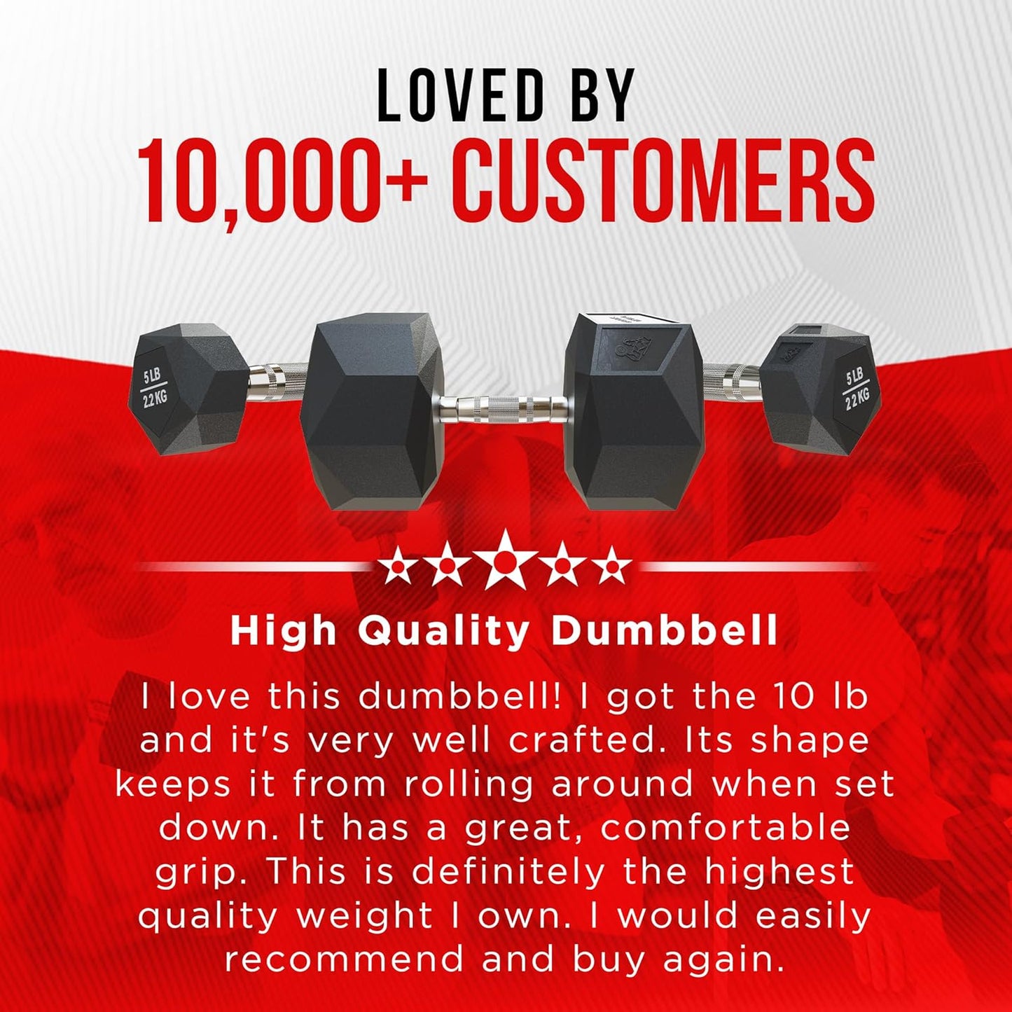Prism Dumbbell for Strength Training - 5 Lb to 70 Lb Rubber Encased Cast Iron for Gym and Home Workout by