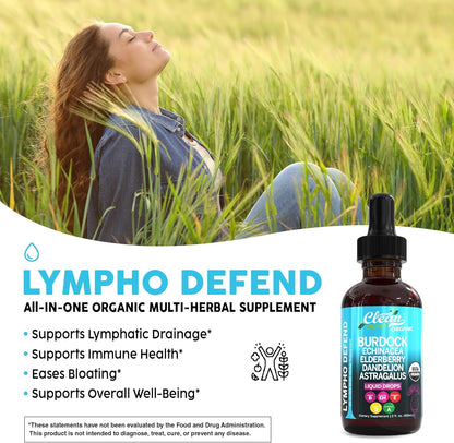 Organic Lymphatic Drainage Supplement | Lymphatic Support Drops | Burdock Root Echinacea Elderberry Dandelion Astragalus Milk Thistle Sea Moss Red Clover Cleanse Marigold Drop by Clean Nutra