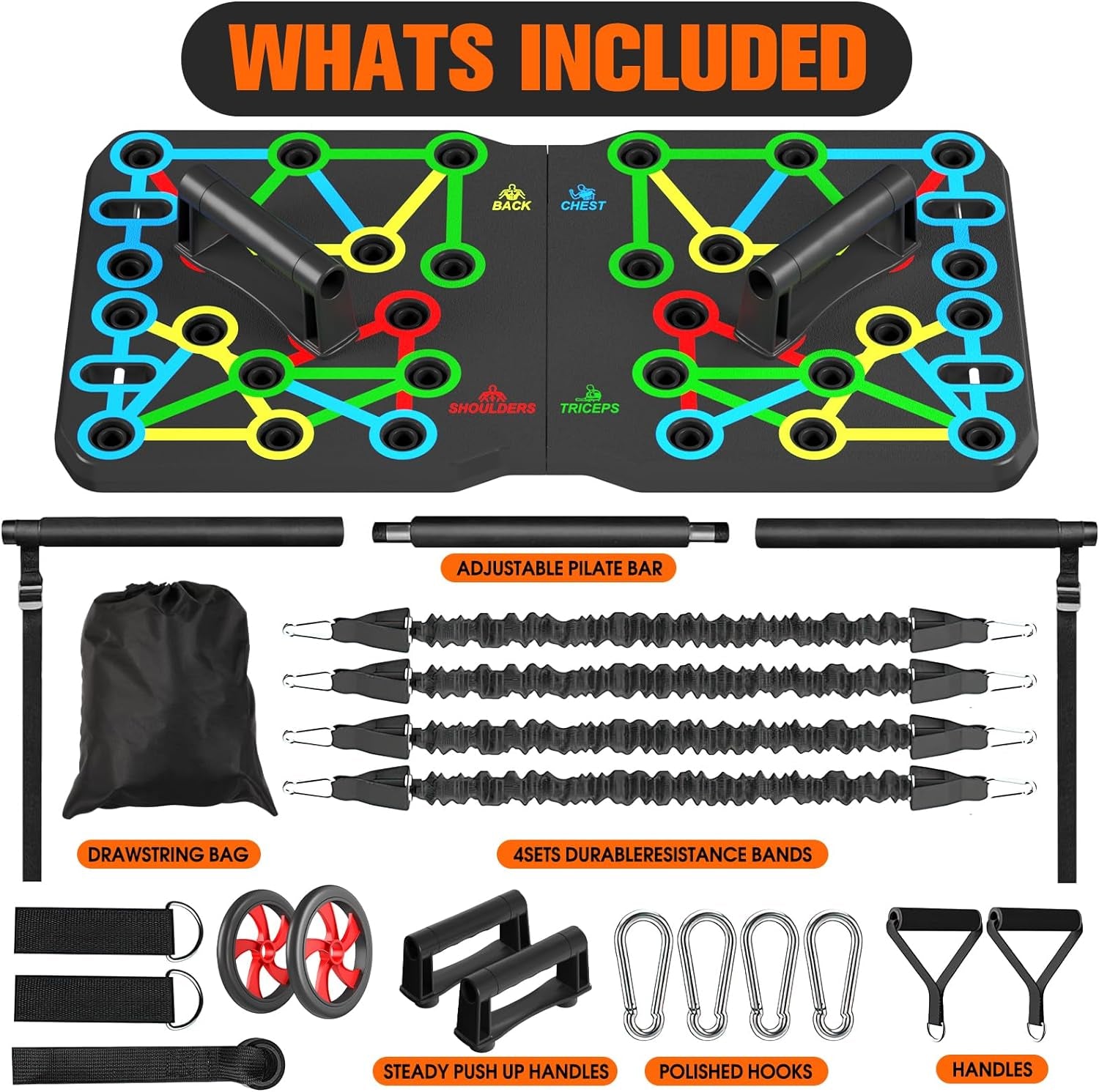 Solid Push up Board, Portable 30-In-2 Workout Set for Push Up, Multi-Functional Pushup Stands for Strength Training, Fat Burning Push up Bar for Home Gym, Perfect Chest Workout Equipment for Men & Women
