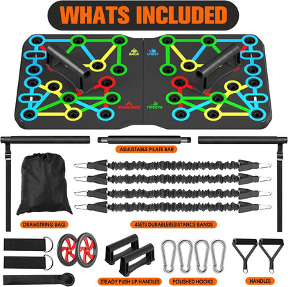 Solid Push up Board, Portable 30-In-2 Workout Set for Push Up, Multi-Functional Pushup Stands for Strength Training, Fat Burning Push up Bar for Home Gym, Perfect Chest Workout Equipment for Men & Women