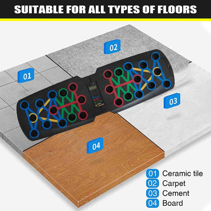 Push up Board with Automatic Count and Handles Foldable Multi System Portable Professional Workout Equipment Pushup Bar Resistance Chest Exercise Strength Function Gym Home Floor Men & Women