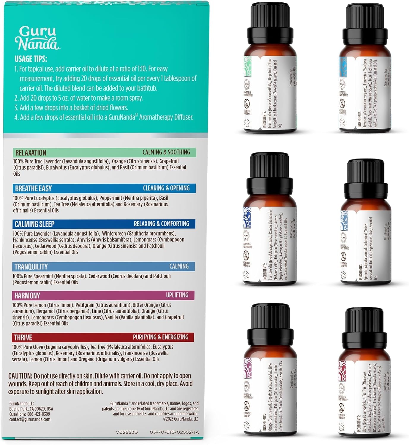 Essential Oil Blends (Set of 6) - Natural Essential Oil Set, Aromatherapy Oil Blends for Diffusers - Breathe Easy, Tranquility, Harmony, Calming Sleep, Relaxation & Thrive