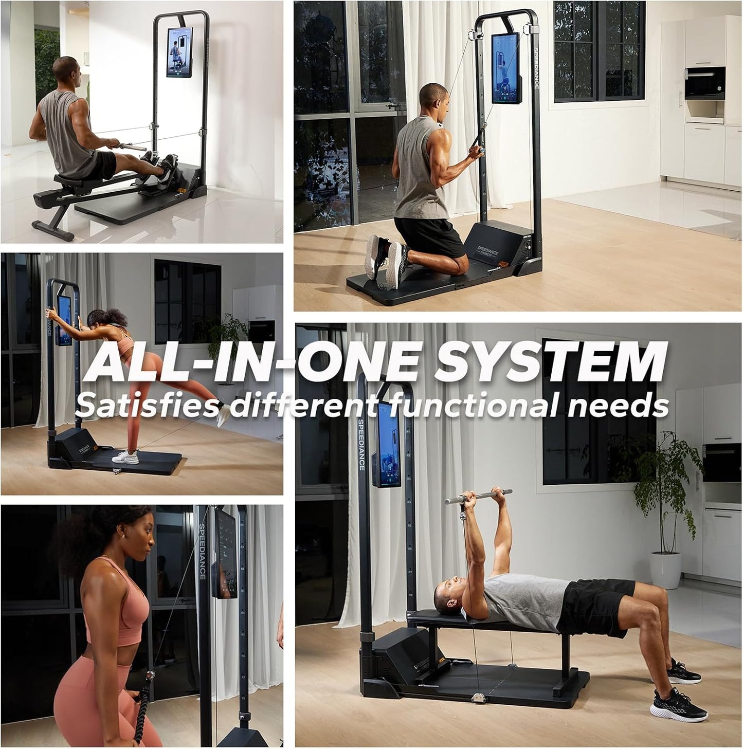 Gym Monster Smart Home Gym, Multifunctional Strength Training Machine, Smith Machine Power Cage Workout Station, Squat Rack Cable Machine, Full Body Fitness Equipment for Home Workout