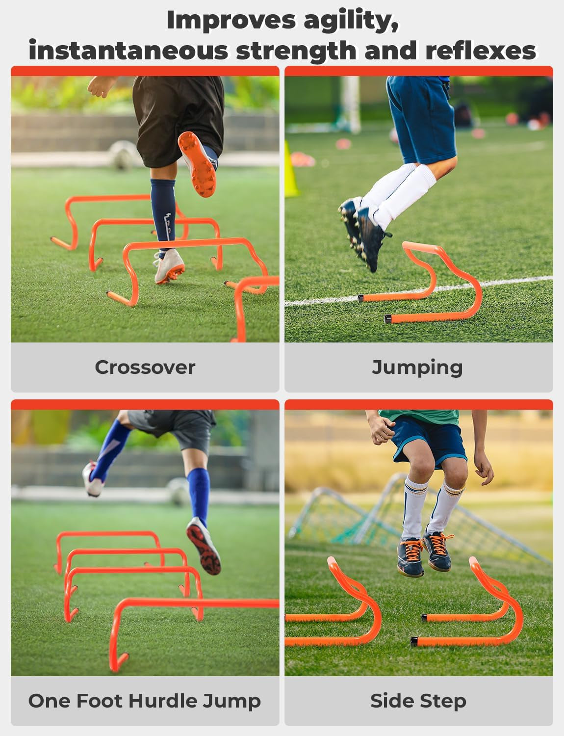 Agility Hurdles 5/10 Pack Speed Agility Training Hurdles, Detachable Sturdy Hurdles Training Equipment Set with Carry Bag for Kids,Athletes,Soccer,Basketball