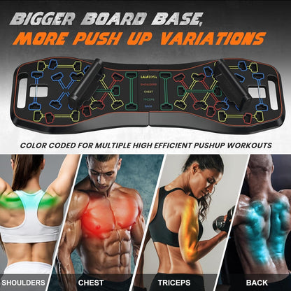 25-In-1 4Rd Generation Push up Board - Multi-Functional Foldable Gym System with Resistance Bands, Pilates Bar & Pulleys, Portable Workout Equipment for Men & Women, Chest/Back/Abs Training