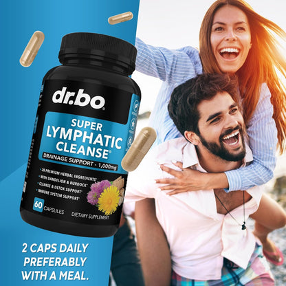 Lymphatic Drainage Supplements Pills - Lymphatic Support Total Herbal Cleanse Products Echinacea, Ginger, Dandelion, Red Root & Red Clover Supplement - Lymph Node Detox Cleanse Lymph System Drainage