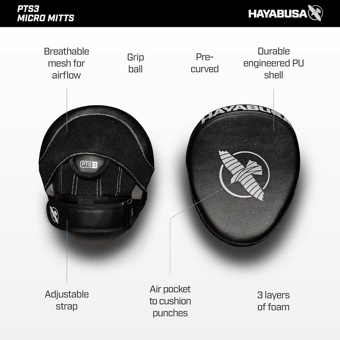 PTS 3 Focus Mitts Pair - Black, Micro